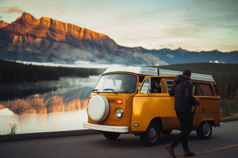 Westfalia Lake Minnewanka Far and Wide Much Music Andrew Knapp Adventure Dawn