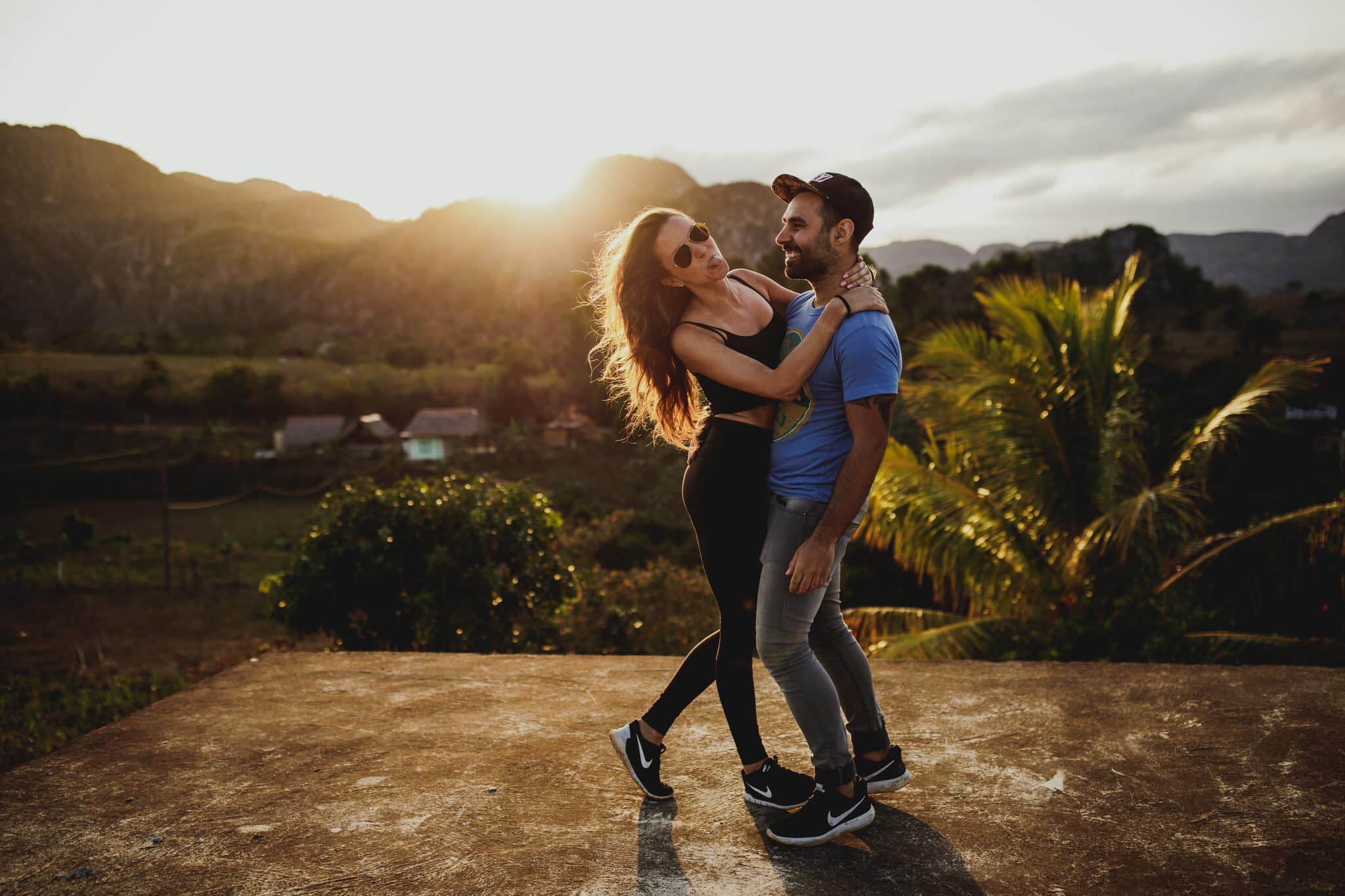 Dancing at sunset in Vinales, Cuba. Wedding and travel photographer Brent Calis.