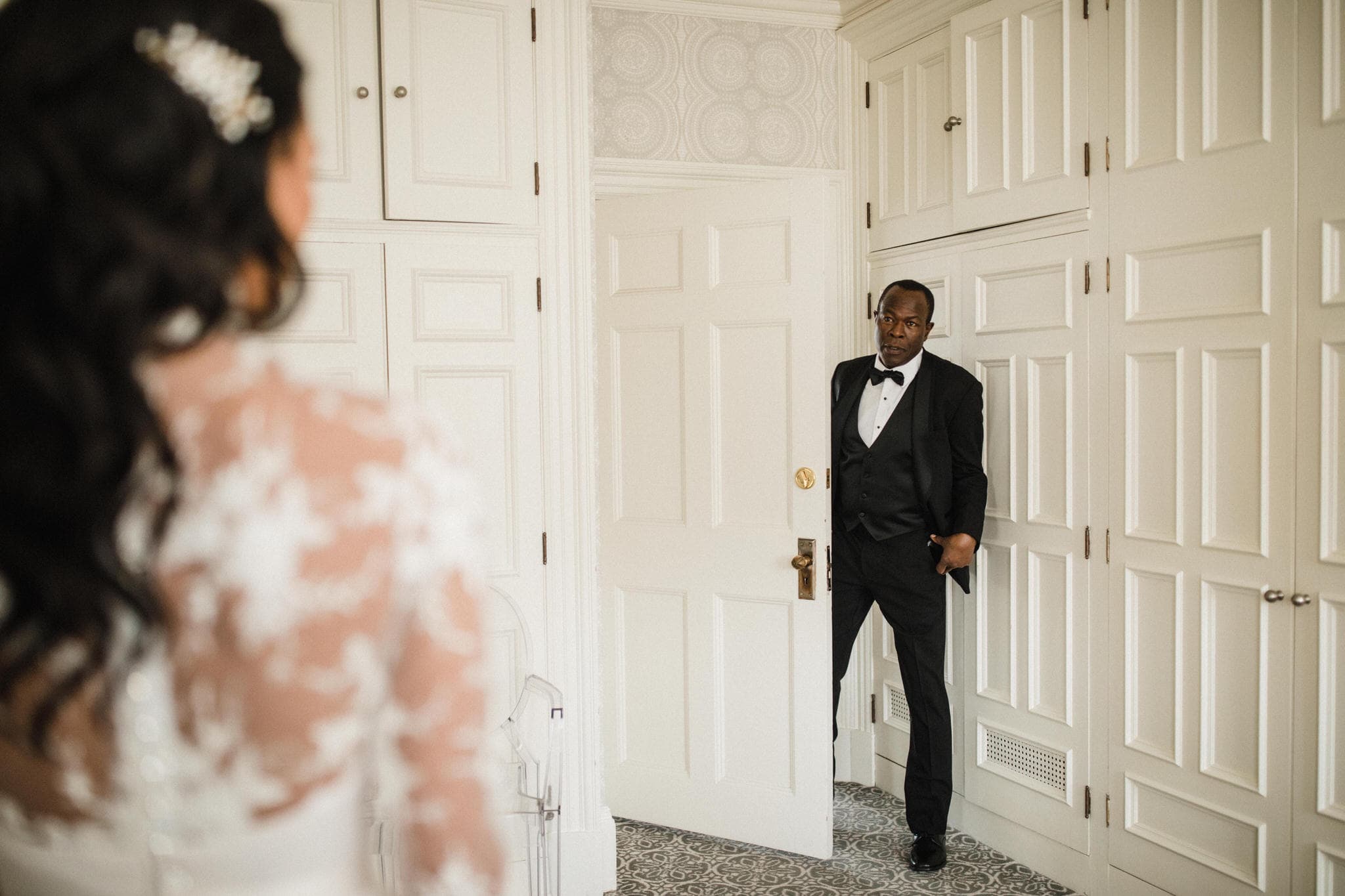 Father's first look at Graydon Hall Manor Wedding in Toronto