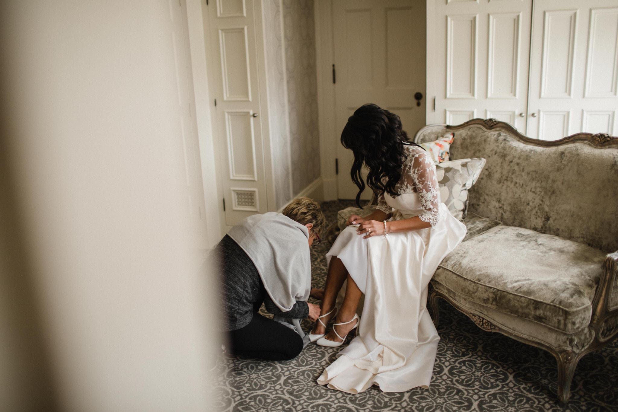 Bride getting ready for the wedding at Graydon Hall Manor in Toronto