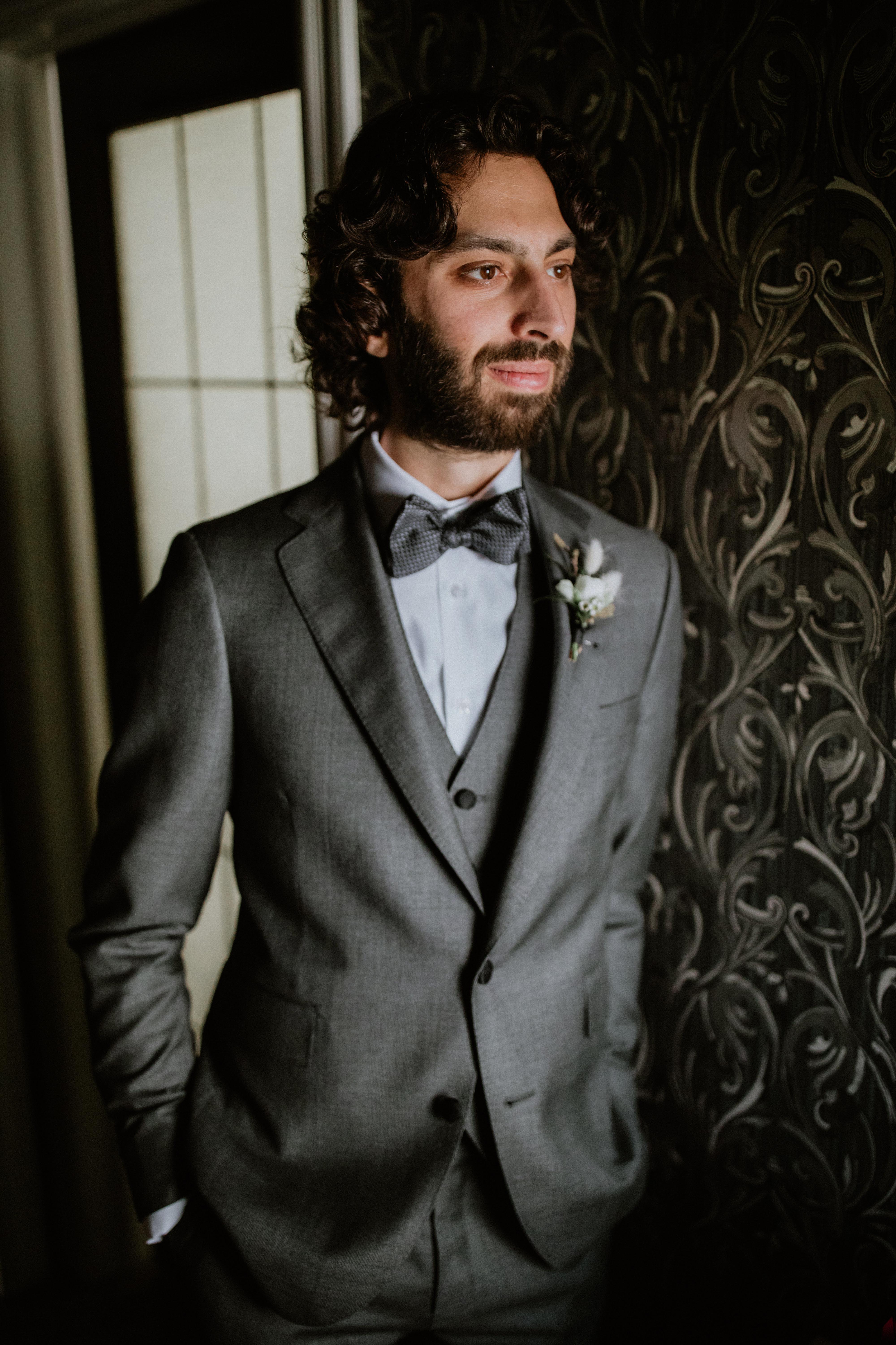 Entrepots Dominion Wedding In Montreal - Groom Portrait - Wedding Photographer Brent Calis