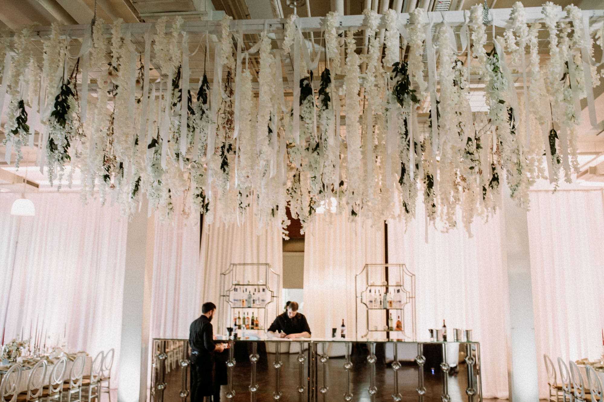 Entrepots Dominion Wedding In Montreal - Stunning white reception decor - Wedding Photographer Brent Calis
