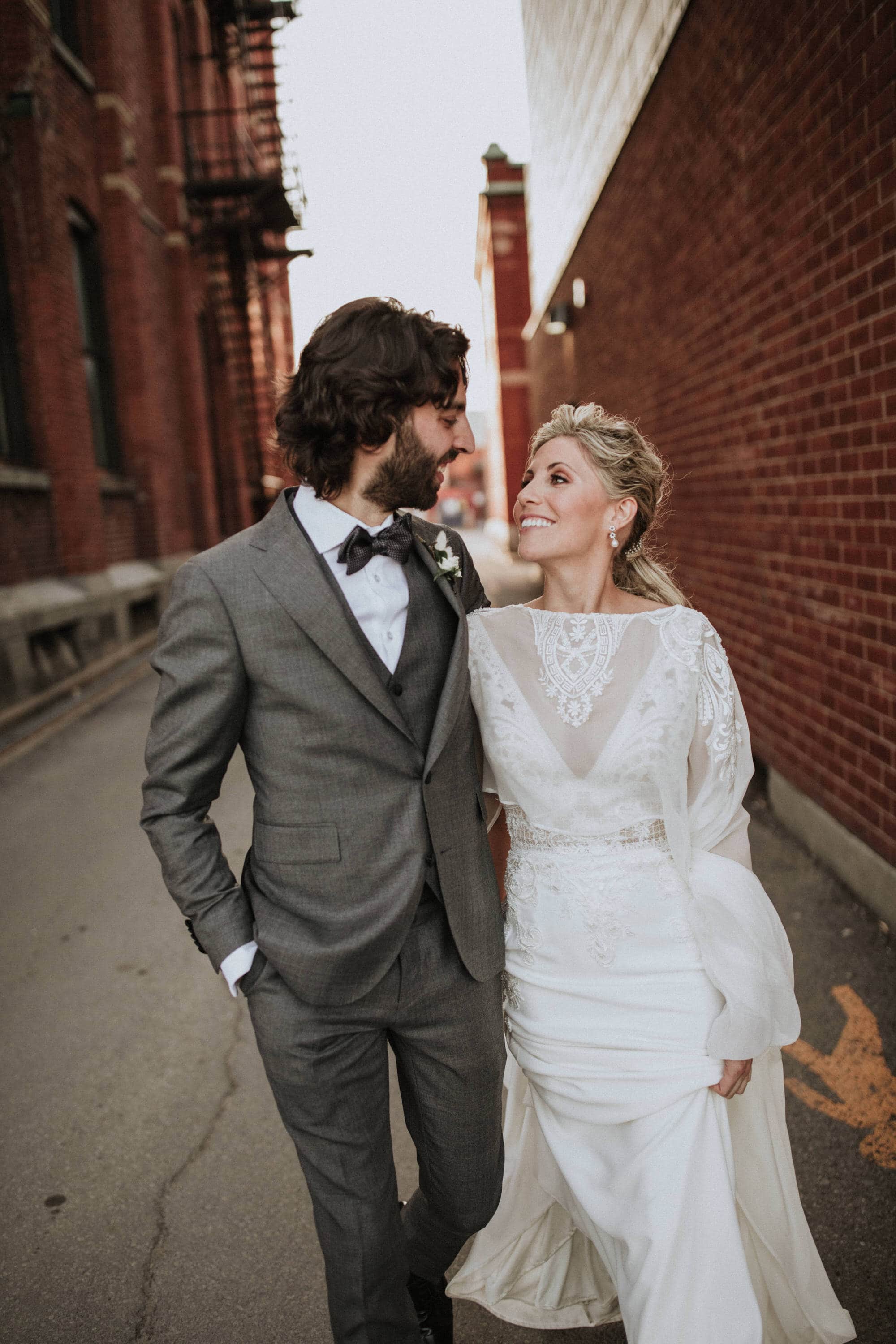 Entrepots Dominion Wedding In Montreal - Alley Portraits - Wedding Photographer Brent Calis