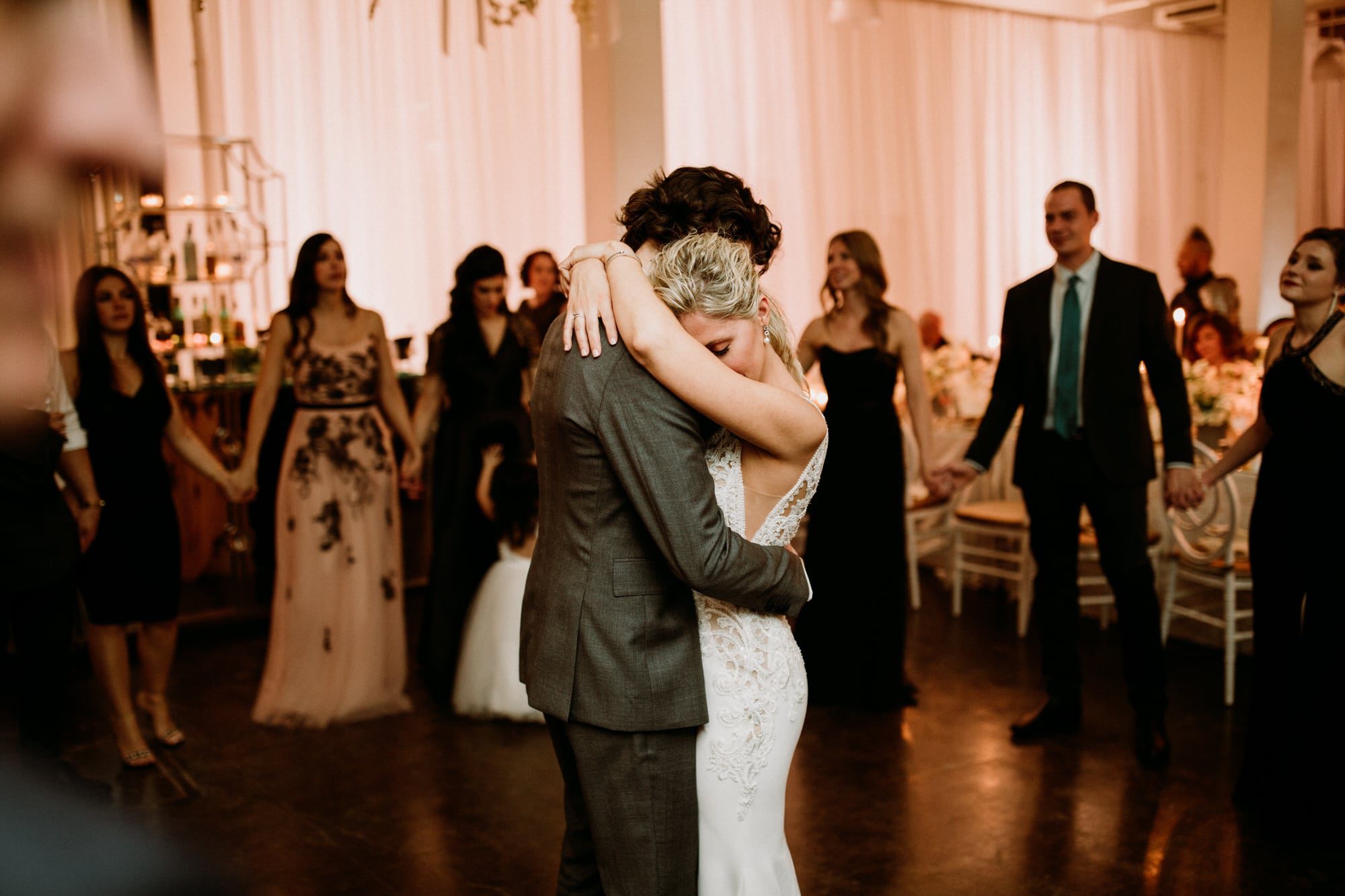 Entrepots Dominion Wedding In Montreal - First Dance Snuggles - Wedding Photographer Brent Calis